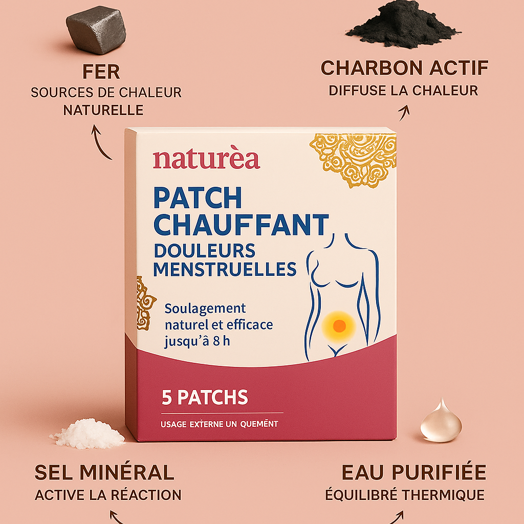 Patch Chauffant Naturéa – Soulagement des Douleurs Menstruelles (Boîte de 5 patchs)