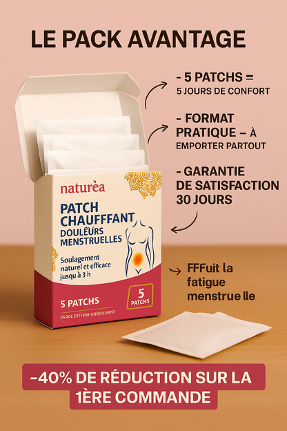 Patch Chauffant Naturéa – Soulagement des Douleurs Menstruelles (Boîte de 5 patchs)